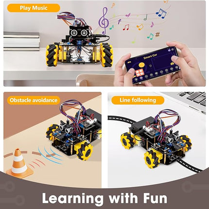 ACEBOTT Robot Kit, Robotics for Kids Ages 8-12 12-16, STEM Toys for Boys with Remote & App Control, Arduino & Scratch Compatible, Science Kits for Kids Age 8-12 12-16, Gift for Boys & Girls(Yellow)