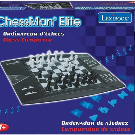 Lexibook, Chessman® Elite, Interactive Electronic Chess Game +, 64 Levels of Difficulty, LEDs, Family Child Board Game, Black/White, CG1300