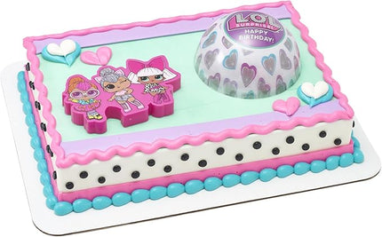 DecoSet® L.O.L. Surprise! Cake Decoration, 4 Piece Cake Topper Set With Cookie Cutter & Sprinkle Shaker! L.O.L. Surprise! Let's Be Friends, For Birthday Party & Celebrations