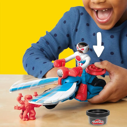 Play-Doh Marvel Captain America Moto-Slicer Playset with Bendy Action Figure, 3 Accessories, Imagination Toys for Kids 4 Years & Up