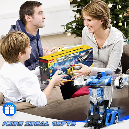 Transform Remote Control Car - Rc Cars, One-Button Transforming, 360° Rotation Drifting, 2.4ghz 1:18 Scale, Gift Kids Aged 4-6 Year Old Boys/Girls, Police Car Blue