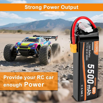 Crazepony 3S Lipo Battery 5500mAh 11.1V 50C RC Battery with XT60 Connector for RC Car Truck Airplane Helicopter Plane Quadcopter Boat Racing