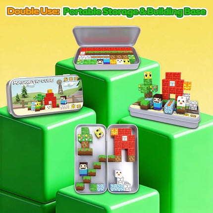 35PCS Mini Magnetic Blocks, Travel Magnetic Building Cubes with Storage Box, Portable Magnetic Toys Set for Boys & Girls 3-5, Birthday Gifts