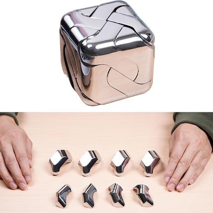Metal-Puzzles Brain-Teaser 3D-Toys: Fidget-Toys Cool-Gadgets-Stuff Square-Cube-Box Puzzle-Toy ADHD Tools Stress Relief Gift for Kid Children Teen Adult Office Home School Christmas