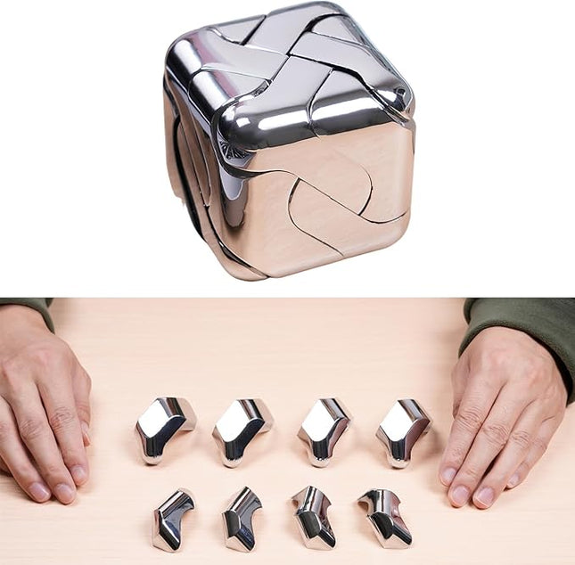 Metal-Puzzles Brain-Teaser 3D-Toys: Fidget-Toys Cool-Gadgets-Stuff Square-Cube-Box Puzzle-Toy ADHD Tools Stress Relief Gift for Kid Children Teen Adult Office Home School Christmas