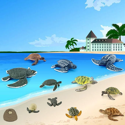 12PCS Sea Turtles Figurine Toys Set Realistic Large Leatherback Turtle Toy Plastic Turtle Modle Boy Birthday Gift for Kids