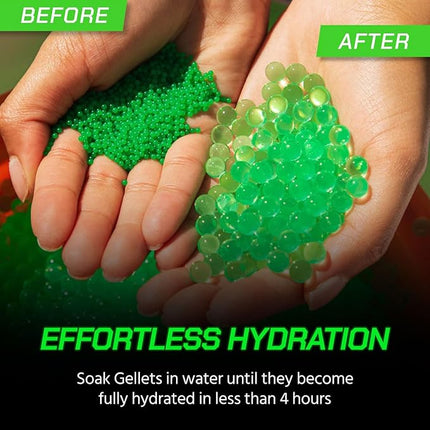 Gel Blaster Gellets Refill Ammo, 50,000 Green Gellets - All-Natural Eco Friendly, Non-Toxic, Non-Staining & Non-Irritating Water Based Gel Balls - Made Specifically for Gel Blaster