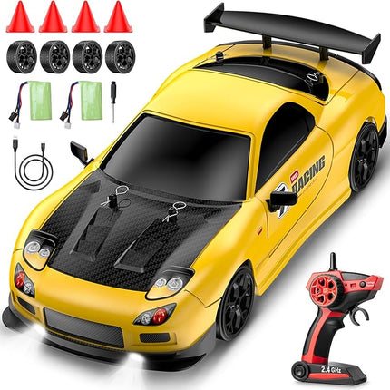 RC Drift Car, 1:14 Scale 4WD Drift Remote Control Car 2.4GHz 28km/h High Speed RC Racing Car, RTR with LED Lights,Racing and Drift Tires for Teens, Kids, Boys and Adults