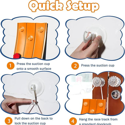 3-Lane Flexible Race Track for Kids 15ft Race Car Track Compatible with Hot Wheels, Matchbox and Diecast 1/64 Scale Cars, Flexible Car Track Race Ramp Toy with Strong Suction Cups