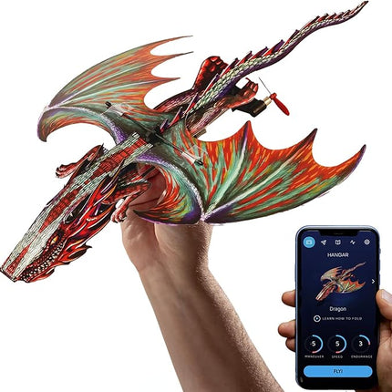 POWERUP 4.0 Dragon Edition - The Next-Generation Smartphone Controlled Paper Airplane Kit, RC Controlled. Easy to Fly with Autopilot & Gyro Stabilizer. for Hobbyists, Pilots, Tinkerers.