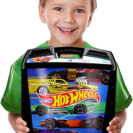 Hot Wheels 100-Car Storage Case – Large Capacity Organizer for 1:64 Die-Cast Vehicles with Handle and Latch, Durable Portable Carrying Case for Kids, Travel, and Toy Car Collectors