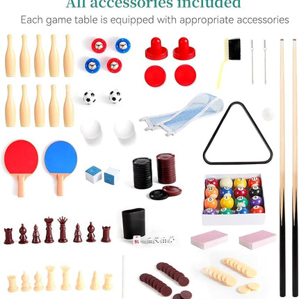 12-in-1 Game Table - 48" Combo Game Table, Ping Pong Table, Foosball Table, Air Hockey Table, Pool Table - Sports Arcade Games with Accessories - Ideal for Game Rooms and Family Game Nights!