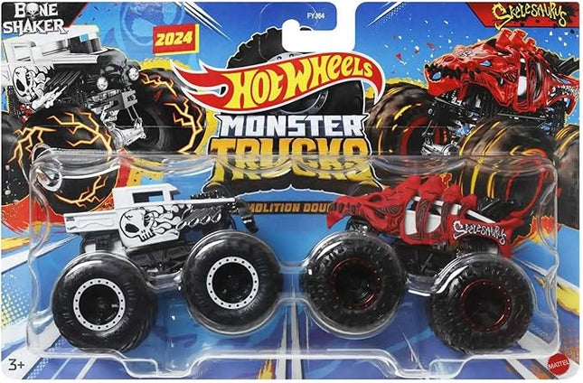 Hot Wheels Monster Trucks Demolition Doubles Bone Shaker vs Skelesaurus