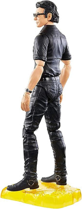 Mattel Jurassic World Amber Collection Dr. Ian Malcolm 6.5-inch Collectible Action Figure with Display Stand, Extra Pair of Swappable Hands, Flare and Water Cup Accessories; For Ages 4 and Up
