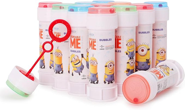 Toyland® Pack of 12 Minions Bubbles with Wands, 60ml Solution & Novelty Maze Lid - Pocket Money & Party Bag Toys