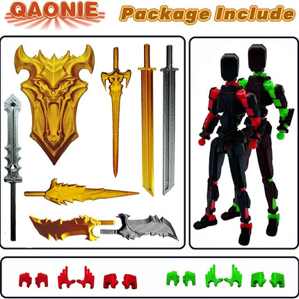 3D Printed 5.54-inch Multi-Jointed Action Figures Dummy13, Full Body Mechanical Movable Toy, Multiple Accessories, Hand Painted Figure, Desk Decoration, Creative Gifts (Z-Set5)