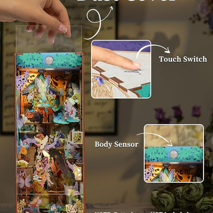 Tonecheer x British Library DIY Book Nook Kit,Shakespeare 3D Wooden Puzzle for Adults,Miniature House Booknook Bookshelf Insert Decor with LED Lights Unique Gifts (A Midsummer Night's Dream)