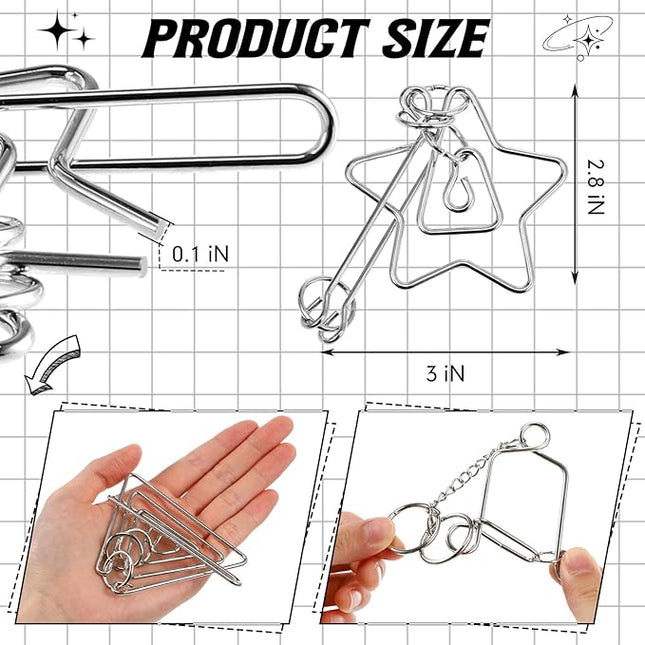 Yilloog 24 Packs Large Metal Puzzle Bulk Iq Wire Metal Puzzles with Paper Box Gift Package Educational Puzzle Toys Valentine Gifts Easter for Party Favor Teens Adults Challenge Gifts(Black)