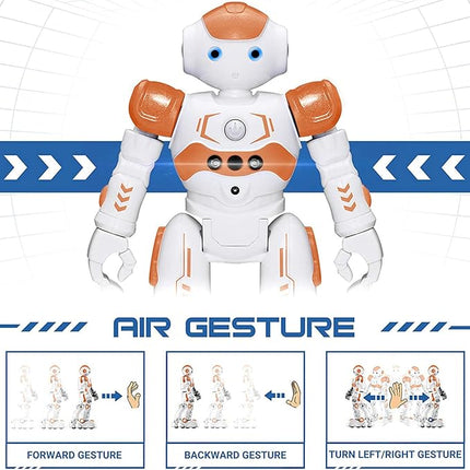 KingsDragon RC Robot Toys for Kids, Gesture & Sensing Programmable Remote Control Smart Robot for Age 3 4 5 6 7 8 Year Old Boys Girls Birthday Gift Present,Orange
