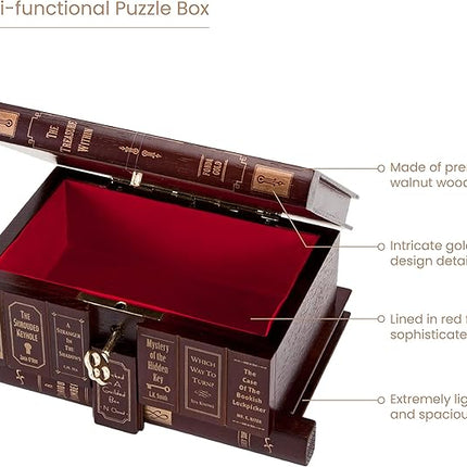 Bits and Pieces - Elegant Treasure Box - Premium Quality Jewelry Box - Secret Box with Brainteaser Puzzle for Gifts or Valuables - 7 x 5 x 3 ¾ inches