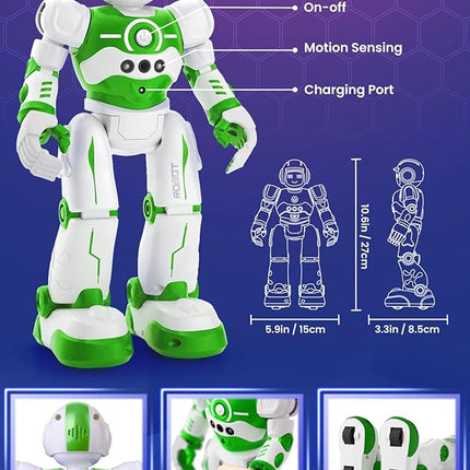 Robot Toys for Kids,Programmable Remote Control Smart Walking Dancing Robot Toy with Gesture & Sensing for Age 4 5 6 7 8 9 10 Year Old Boys for Birthday Present,Green