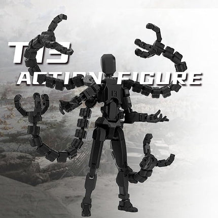 Assembly Completed 7.2inch T13 Action Figure 3D Printed Multi-Jointed Movable T13 Nova 13 Robot 13 Action Figure Desktop Decorations for Game Lovers (Black2)
