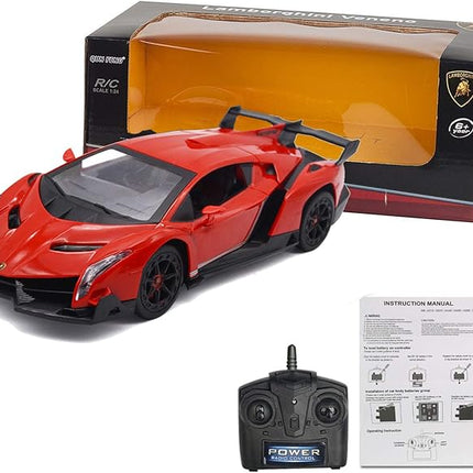 QUN FENG Remote Control RC CAR Racing Cars Compatible with Lamborghini Veneno Officially Licensed 1:24 Toy RC Cars Model Vehicle for Boys 6,7,8 Years Old,red