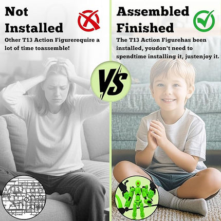 5.5Inch T13 Action Figure Assembly Completed, T13 3D Printed Action Figure Multi-Jointed Movable Robot Set,Collectors Desktop Decorations for Game Lovers Toys (Green)