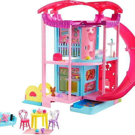 Barbie Dollhouse, Chelsea Playhouse Set with Transforming Areas & 20+ Pieces, Includes 2 Pets, Pool, Furniture & Accessories