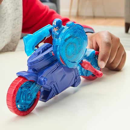 Marvel Avengers Epic World of Action Captain America Shield-Shot Cycle, 4-Inch (10 cm) Figure & Toy Motorcycle Playset, Super Hero Toys for Kids, 4+