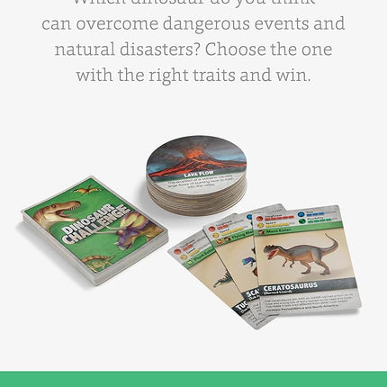 SimplyFun Dinosaur Challenge - Learn About Dinosaurs and Situational Analysis - Engaging and Educational Kids Card Game - 2 to 4 Players - Ages 7 & Up