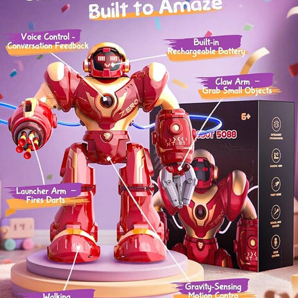 Holyton 5088 Smart Robots for Kids,Large STEM Programmable RC Robot, with Voice Control,APP Control,LED Eyes,Ideal Gift for 4 5 6 7 8 9 Years Old Boys and Girls