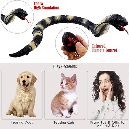 Tipmant RC Snake IR Remote Control Cobra Electric Fake Realistic Animal Crawling Vehicle Scary Trick Kids Halloween Christmas Prank Toys Birthday Gifts (Grey)