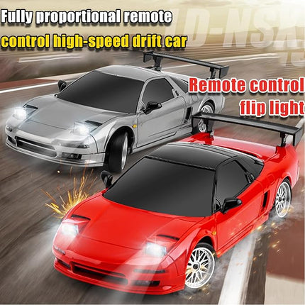 1:18 NSX Model LD1803 RC Drift Car 1/18 2.4G Remote Control on Road ESP Gyroscope LED Mini RC Racing Cars (Red)
