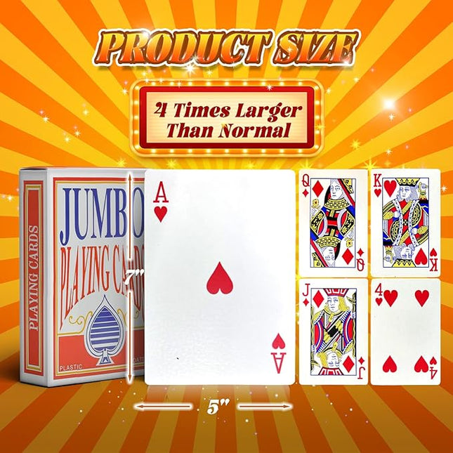SeptCity Jumbo Playing Cards, Super Big Giant Game Theme Full Deck Huge Poker Oversize Decorations of Magic Party (1 Pack) (4 Times)