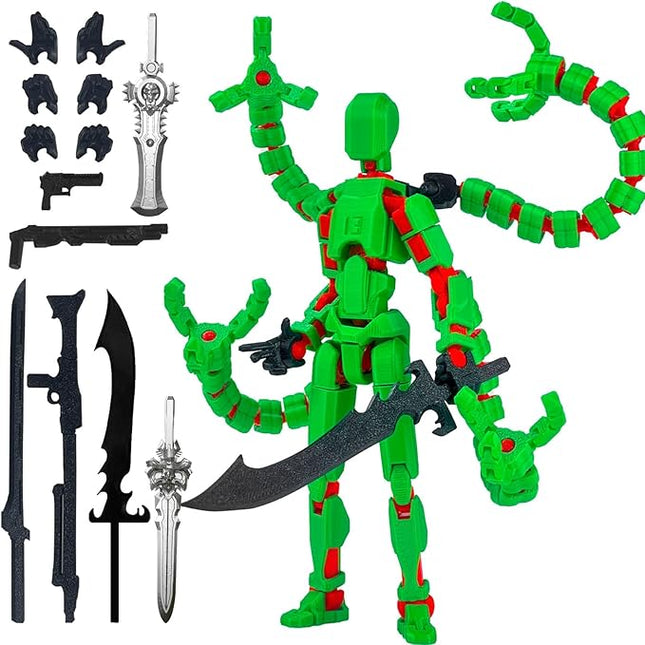 T13 Action Figure Already Assembled Accessories,T13 Multi-Jointed Movable,for Collectors Desktop Decorations t-13 Movability 3D Printed Toys (Green, 7.2inch)