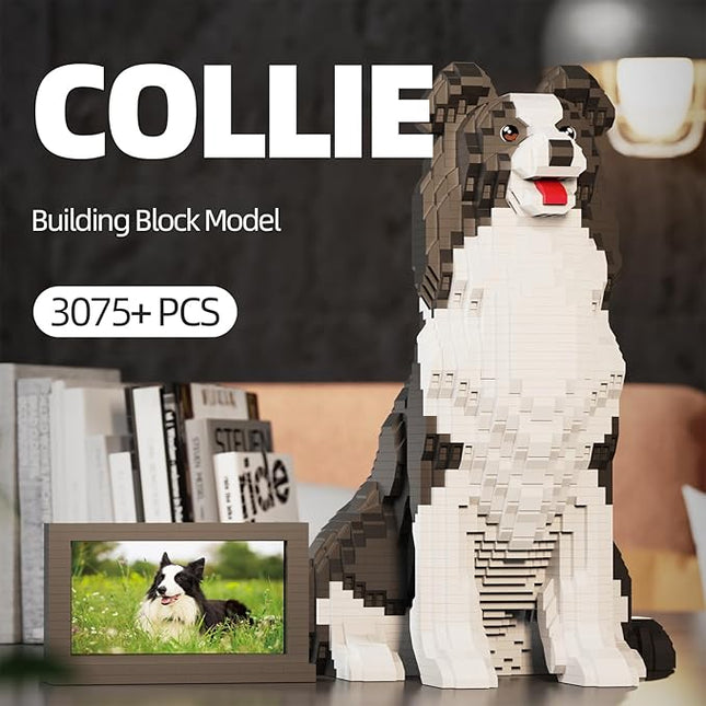 Animal Dog Adorable Pet Collie Building Block Set - Secret Small Storage Box Inside! Ideal Toy for Dog Lovers, Kids & Adults.