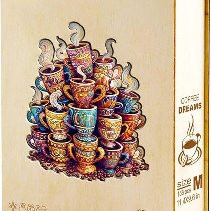 Wooden Puzzles for Adults - Coffee Dream Wood Puzzles Adult - Unique Animal Shape Wooden Jigsaw Puzzles for Adults - Birthday Gifts for Puzzle Lovers, Family (11.4 * 9.6in)