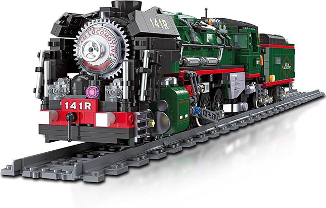 NUTCRACKER 141R Vintage Steam Train Building Blocks Set, Classic Train Model Building Kit, Construction Brick Education Learning Toys Birthday Gift for Adult Boys Teenagers 14+ (1782 Pieces)