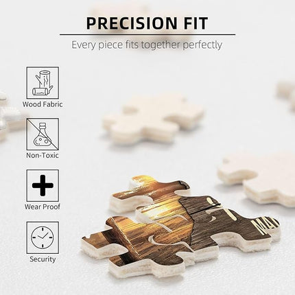 Christian Jigsaw Puzzles 500 Pieces for Adults, Ocean Cross & Matthew 19:26 with God All Things are Possible, Inspirational Beach-Themed Wooden Puzzle, Faith-Based Gift