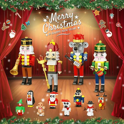 2025 Christmas Nutcracker Theater Building Set with Light, 3.6 Mini Building Block Toy with 4 Nutcrackers & 8 Minifigures, 1690PCS with Xmas Tree Train for Adult Girl Boy Age 12+