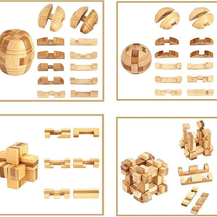 Brain Teaser Puzzle 20Pcs Unlock Interlock Game IQ Test Wooden Toy 3D Unlock Interlock Puzzle Magic Ball Brain Teaser Toy Puzzles for Adults
