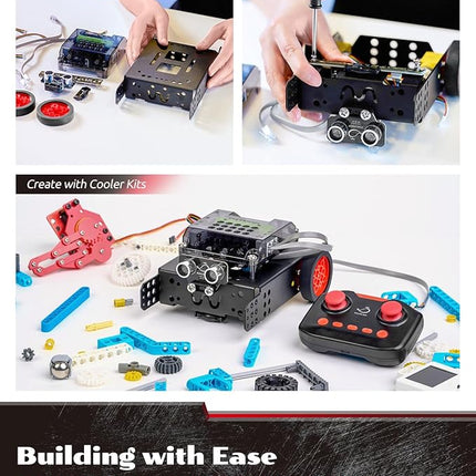 WhalesBot Rocky Smart Robot Car Coding & Remote Control Kit for Kids 8-16, STEM, Modular/Scratch/Python/C Programming, Educational Engineering Science Toy Set