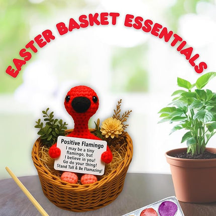 Tiny Flamingo Pink Lover - Emotional Support Crochet Dolls Positive Crochet Animals Emotional Support Plushies for Anxiety & Stress Relief Stuffed Animal Gift