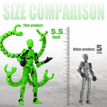 Already Assembled T13 Action Figure Accessories, T13 Multi-Jointed Movable,for Collectors Desktop Decorations t-13 Movability 3D Printed Toys (Luminous Green, 5.5 Inch)