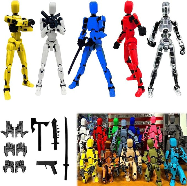Titan13 Action Figure, Lucky Robot 13 Action Figures, 3D Printed Multi-Jointed Movable Action Figure, Dummy Robot 13 Figures Toy for Desktop Decorations Game Gifts (5pcs)
