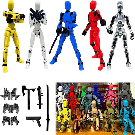 Titan13 Dummy Robot 13, 3D Printed Multi-Jointed Movable Robot Action Figure Creative Gifts for Kids Adults with 3 Hand-Shapes, 4 Weapons(5pcs)