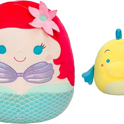 Squishmallows Original Disney 10-Inch Ariel and 4-Inch Flounder 2-Pack Plush - Ultrasoft Official Jazwares Plush