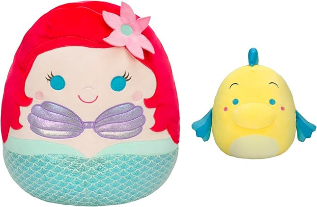 Squishmallows Original Disney 10-Inch Ariel and 4-Inch Flounder 2-Pack Plush - Ultrasoft Official Jazwares Plush