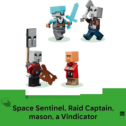LEGO Minecraft The Pillager Outpost and Ravager Building Toy - Video Game Building Blocks for Kids, Boys & Girls, Ages 9+ - Includes Space Sentinel & 3 Minifigures - Gift Idea for Gamers - 21278